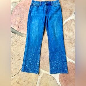 Talbots, Barely Boot Jeans, Blue with Sparkle Accents at bottom of leg, Size 12